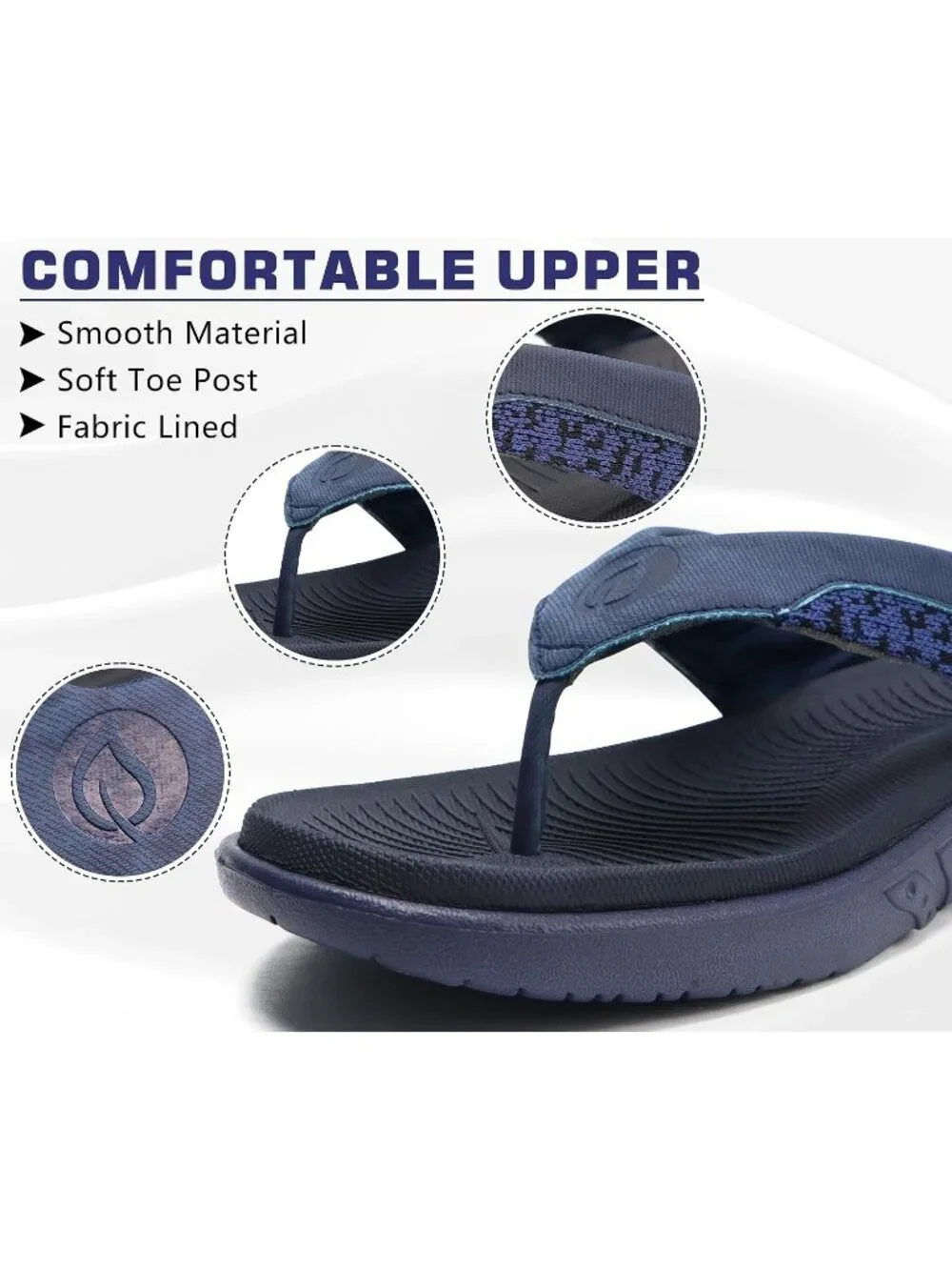 Men's Blue Flip Flop Open Toe Athletic Straps Orthotic Summer Plantar Casual